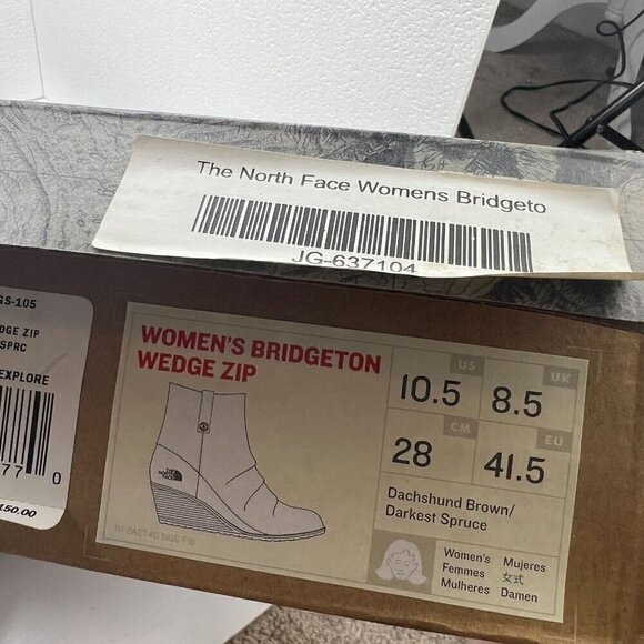 The North Face Bridgeton Wedge Zip Ankle Boots Size 10.5 Brown Suede Leather NWB - Picture 12 of 13